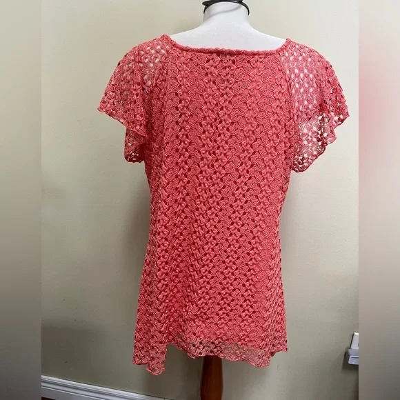 Sami & Jo coral coloured lace ladies top size X-Large - Picture 2 of 5